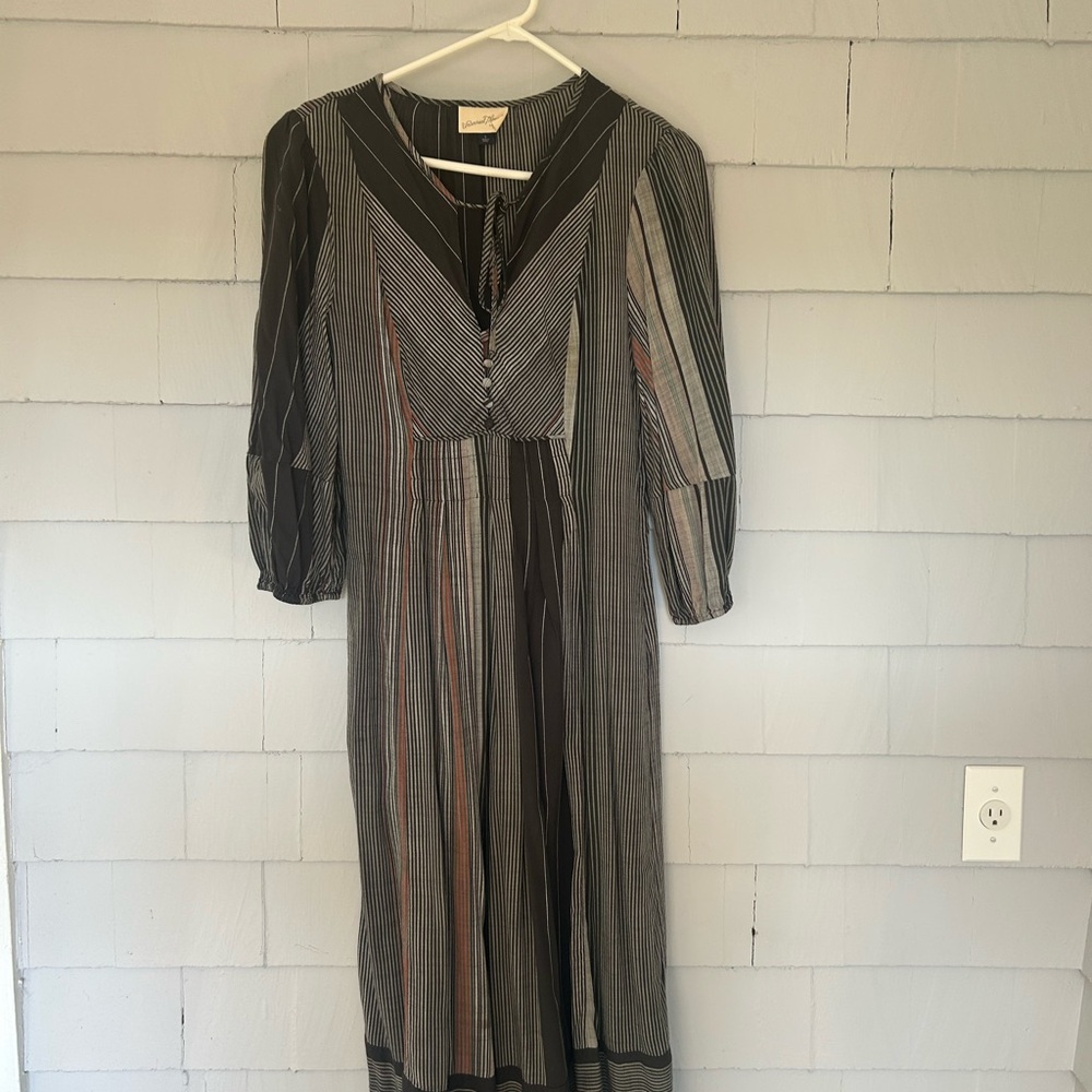 Elegant Striped Black and Gray Dress
